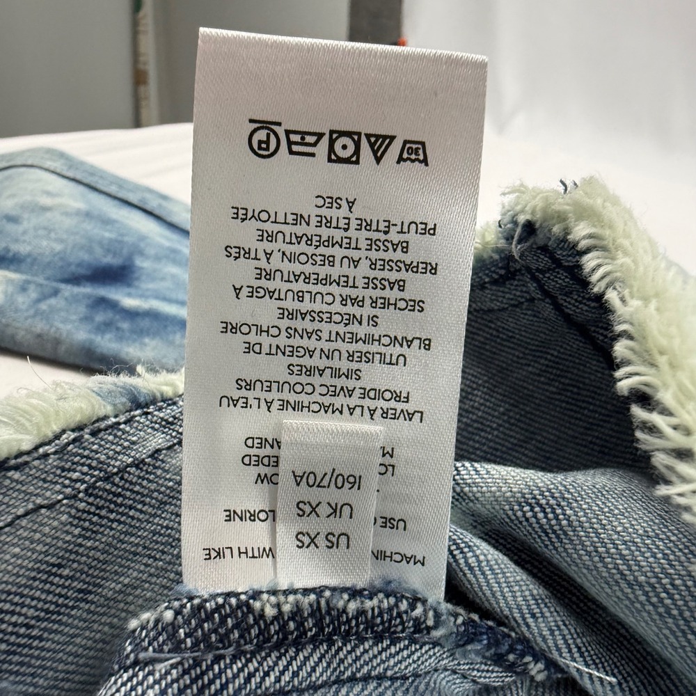 Anthropologie Pilcro Blue Tie Dye Denim Jacket XS Raw Hem Acid Wash Cropped - Picture 11 of 13